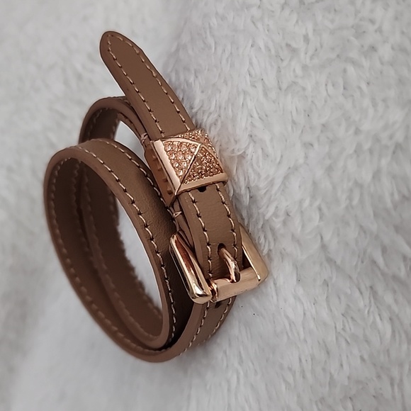 Michael Kors Leather Rose Gold Double Wrap Bracelet - Picture 1 of 11